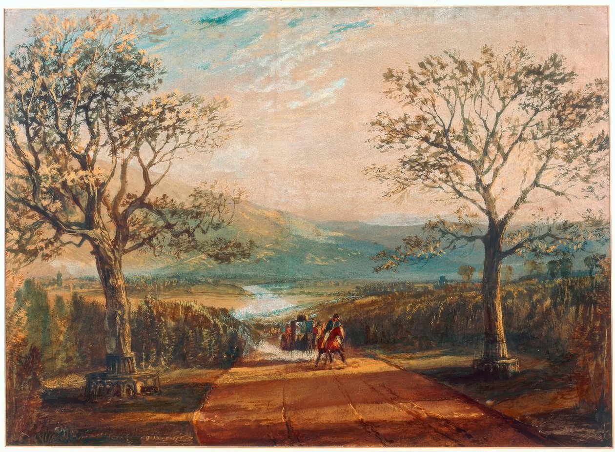 Buss på väg genom dalen, hedar bakom av Joseph Mallord William Turner