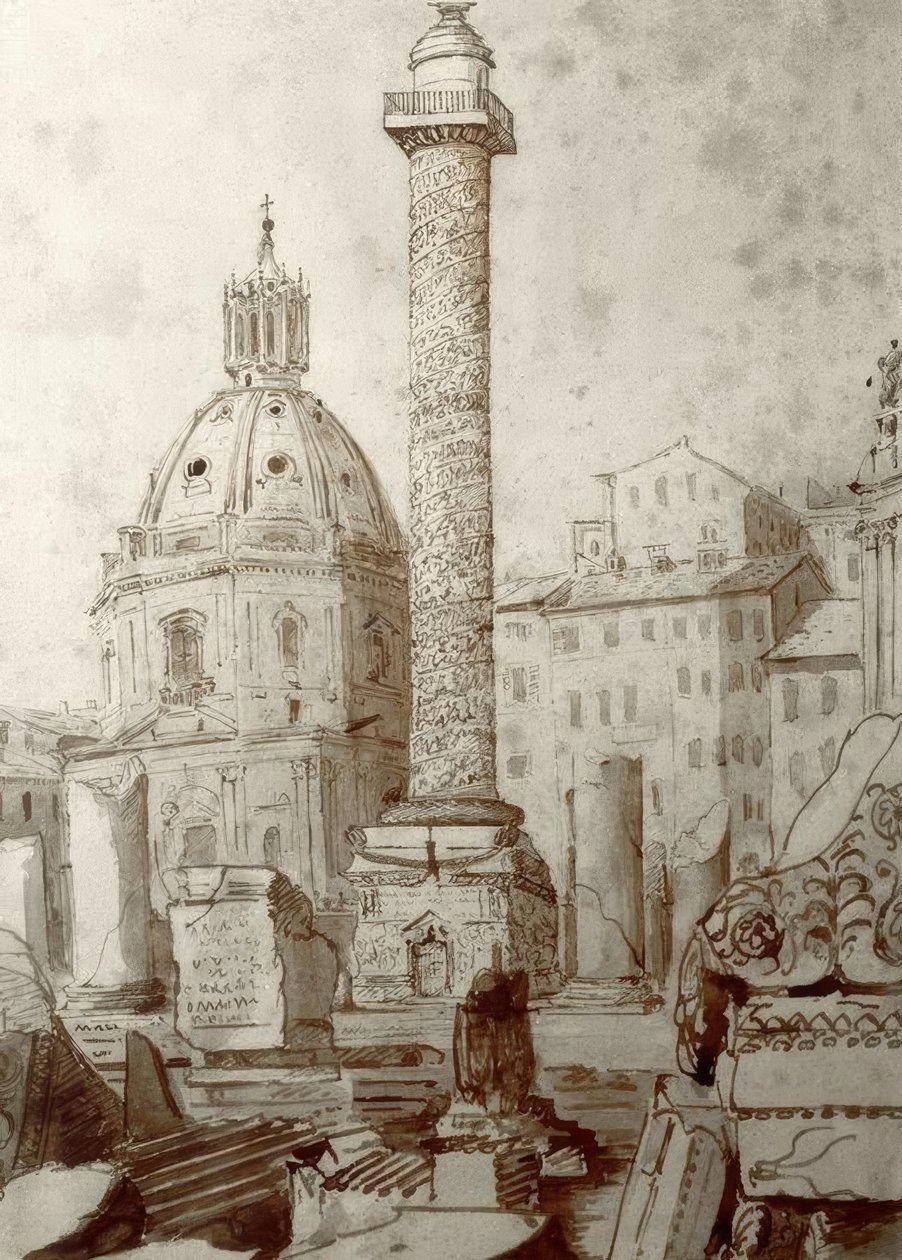 Trajanuskolonnen i Rom av Joseph Mallord William Turner