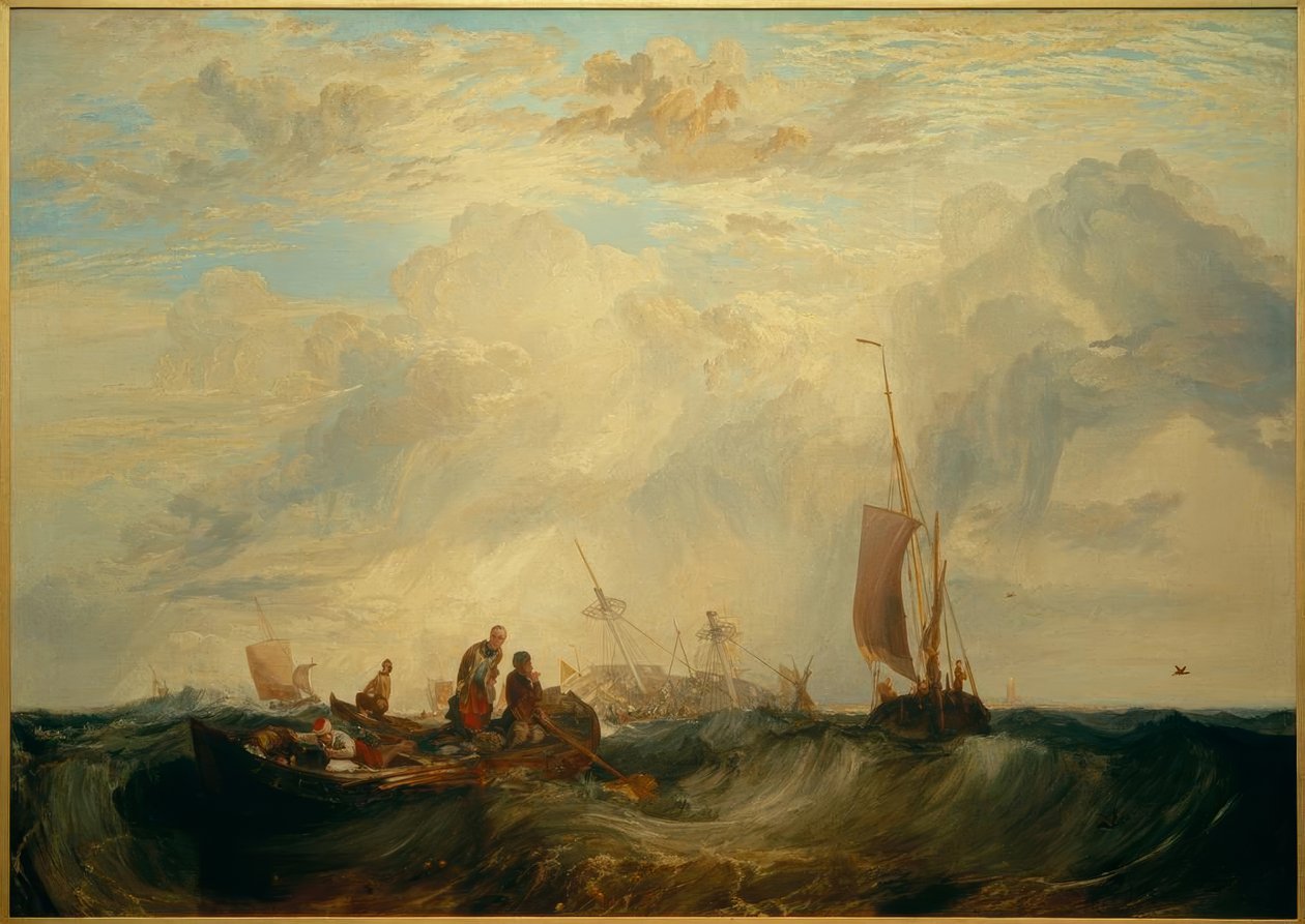 Ingången till Maas: Orange-Merchant on the Bar, Going to Pieces av Joseph Mallord William Turner