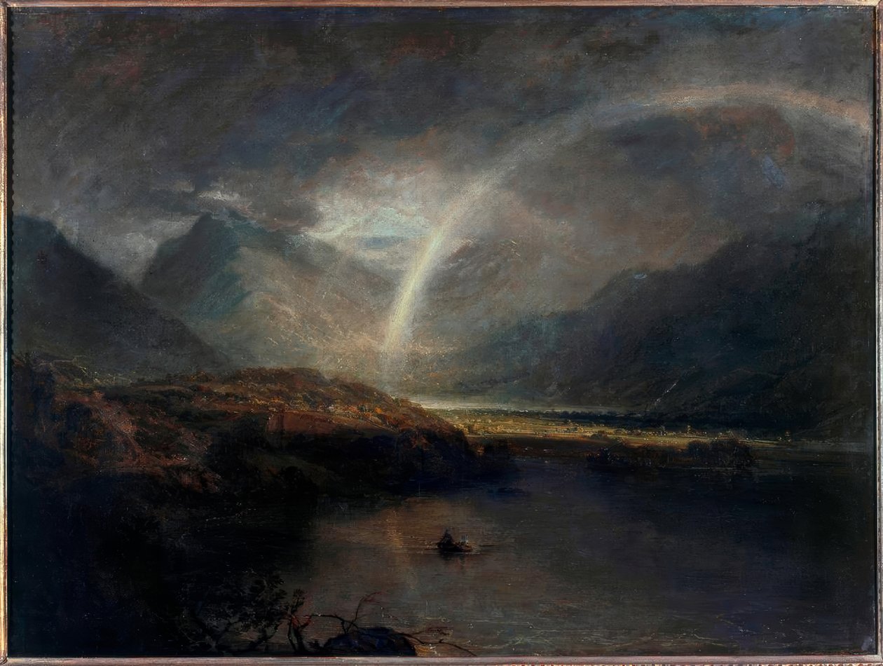 Lake Buttermere, med en del av Cromackwater, Cumberland, en dusch av Joseph Mallord William Turner