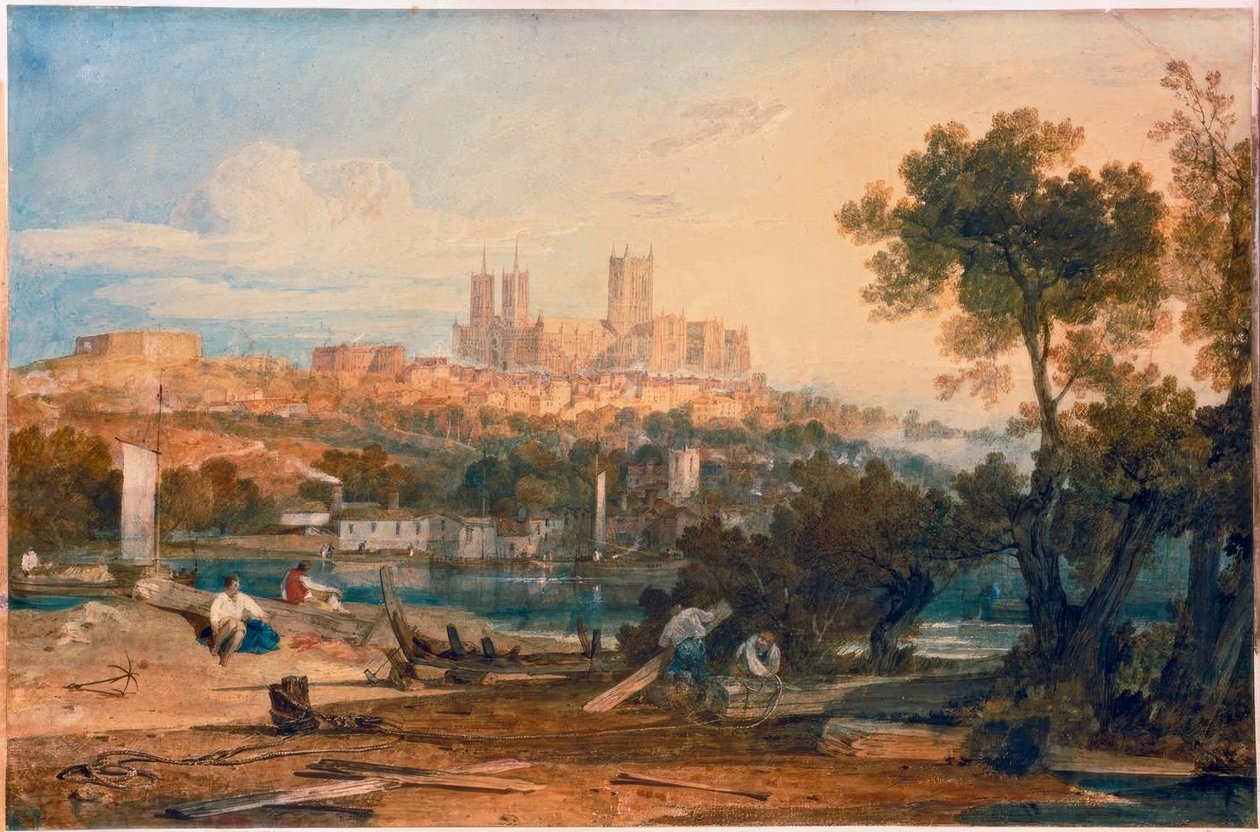 Lincoln Cathedral från Holmes, Brayford av Joseph Mallord William Turner