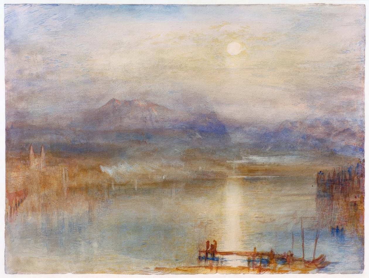 Månsken över Vierwaldstättersjön mot bakgrund av av Joseph Mallord William Turner