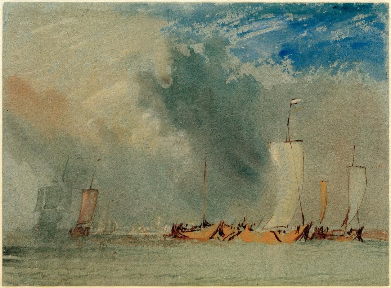 Nära Nantes: Loire-pråmar i en vindpust av Joseph Mallord William Turner