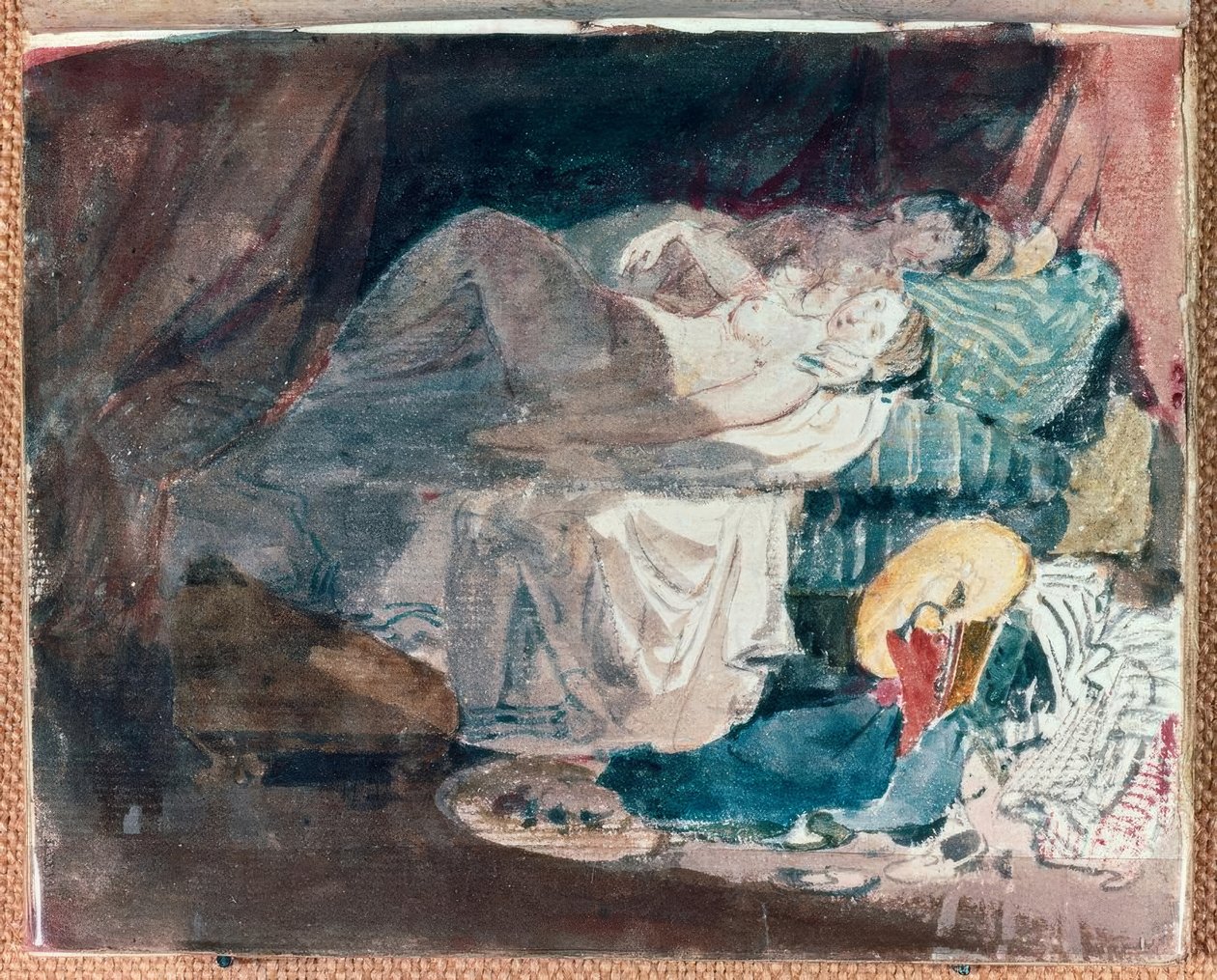 Naken flicka och en följeslagare på en säng av Joseph Mallord William Turner