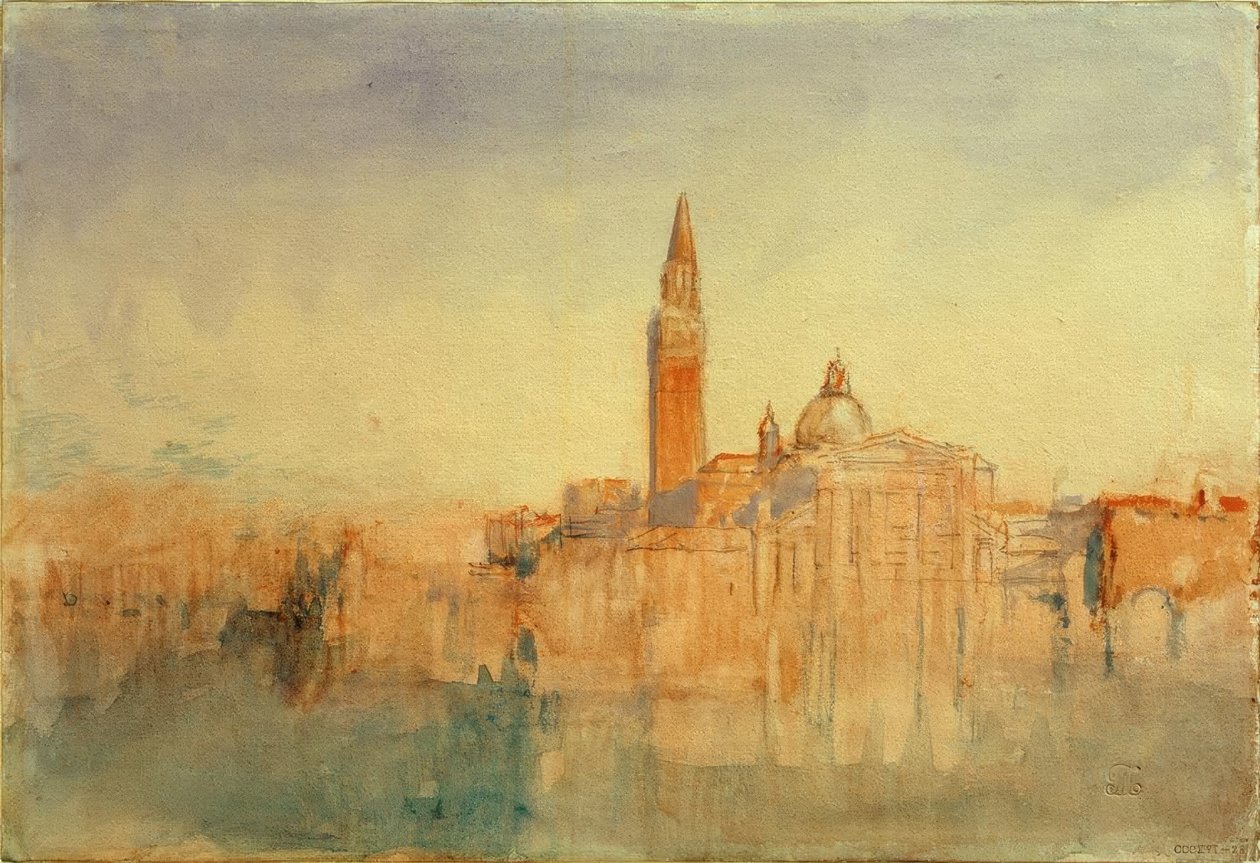 San Giorgio Maggiore vid solnedgången, från Hotel Europa av Joseph Mallord William Turner