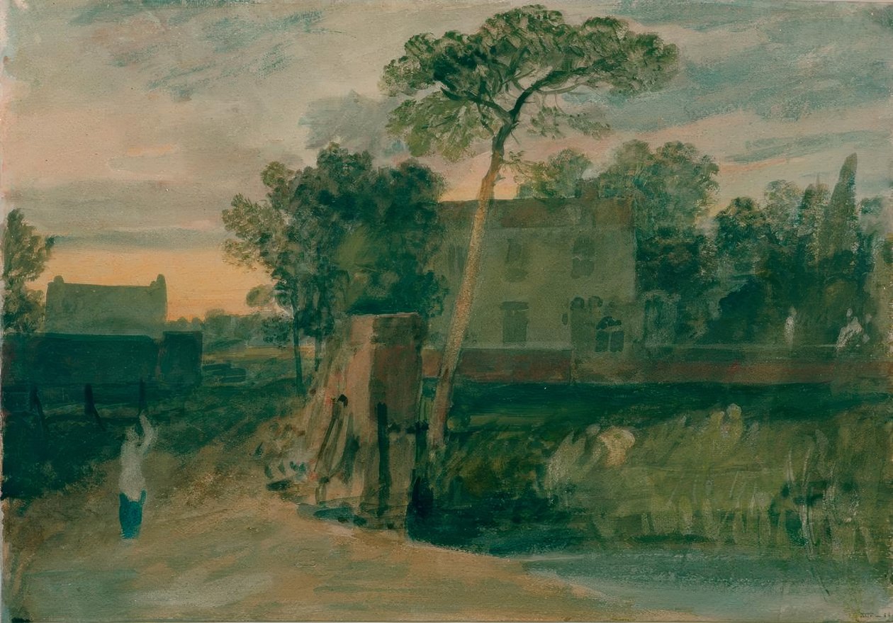 Syon Ferry House, Isleworth, solnedgång av Joseph Mallord William Turner