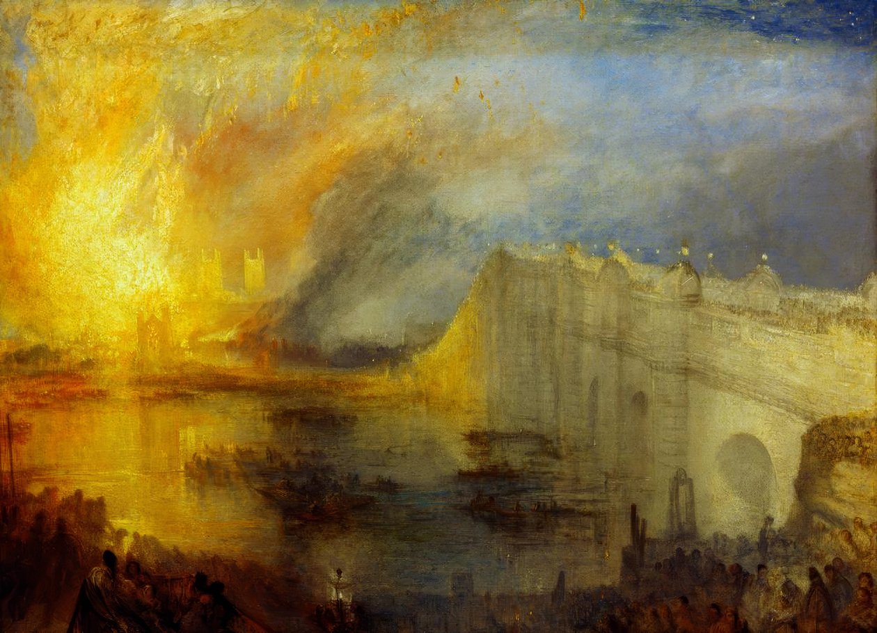 The Burning of the Houses of Lords and Commons, 16 oktober, av Joseph Mallord William Turner