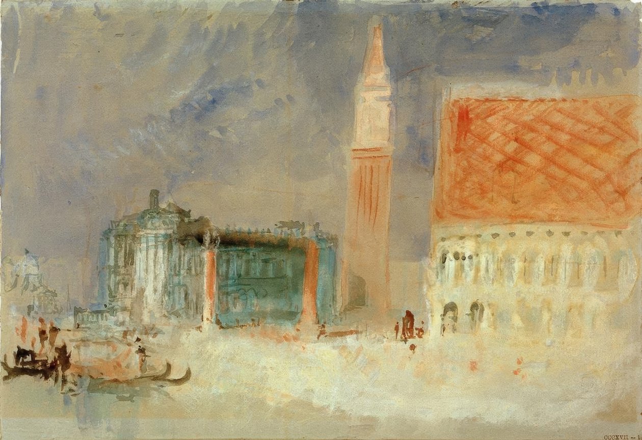 Piazzetta och Dogepalatset från Bacino av Joseph Mallord William Turner
