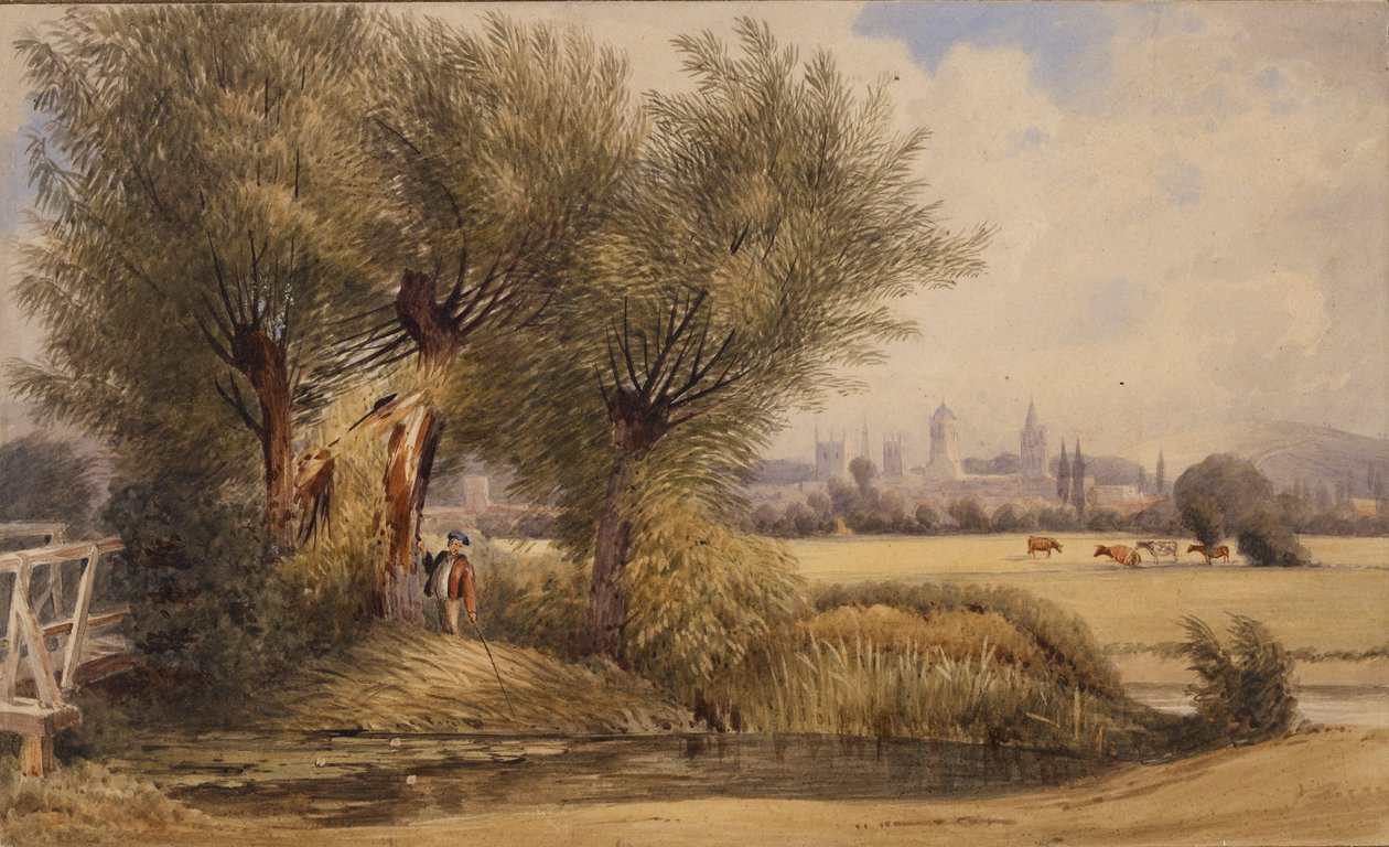 Utsikt över Oxford från floden, tidigt 1800-tal av Joseph Mallord William Turner