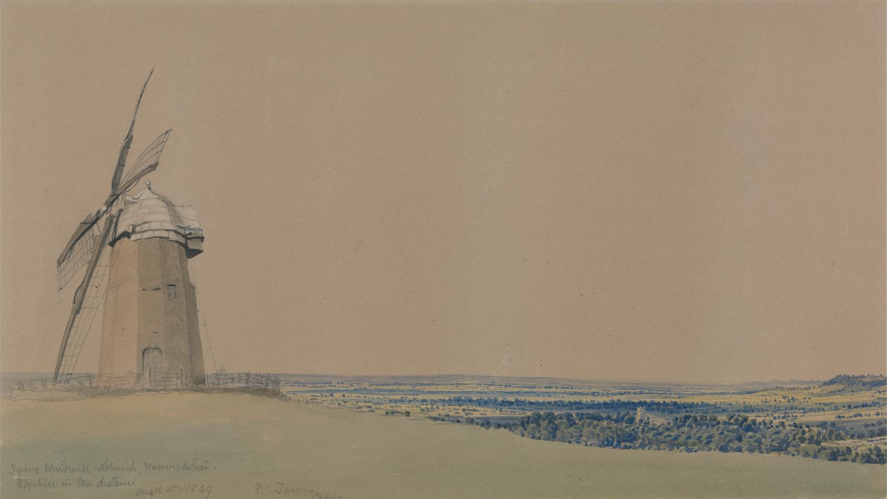 Tysoe Windmill and Church, Warwickshire av William Turner of Oxford
