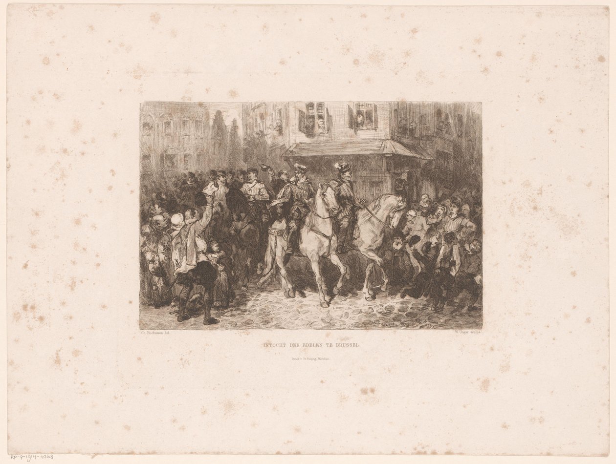 Adelsmännens intåg i Bryssel, 1566 Adelsmännens inträde i Bryssel (titel på objektet) av William Unger