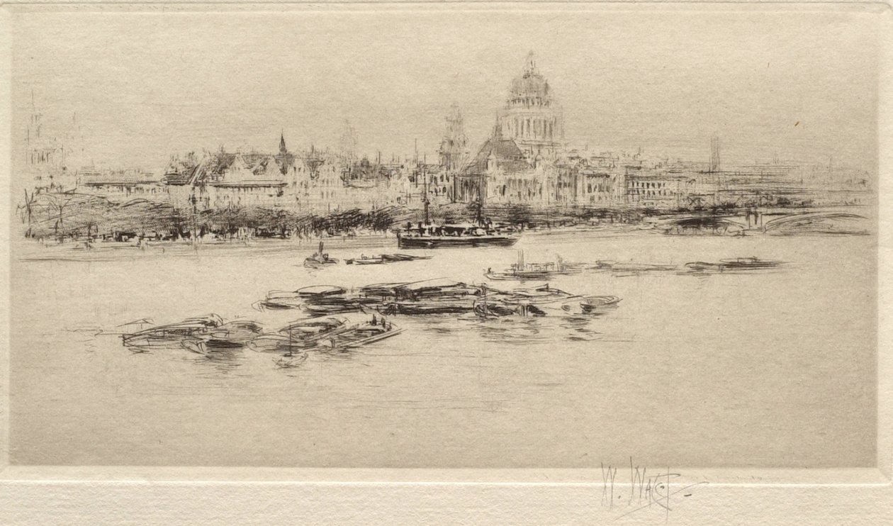 Themsen från Waterloo - Utsikt mot Sankt Pauls-katedralen av William Walcot