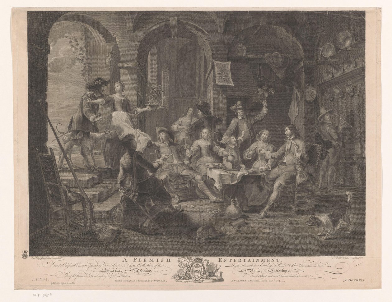 Inredning med rök- och dryckesällskap A Flemish Entertainment (titel på objekt) Huvudmålningar i England (serietitel) The Most Capital Paintings in England (serietitel) av William Walker