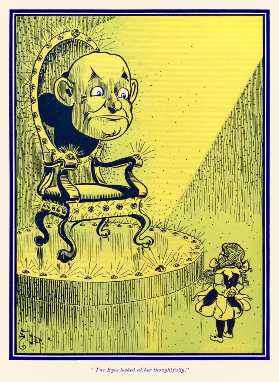 "Ögonen tittade på henne eftertänksamt." från "The Wonderful Wizard of Oz" av L. Frank Baum av William Wallace Denslow