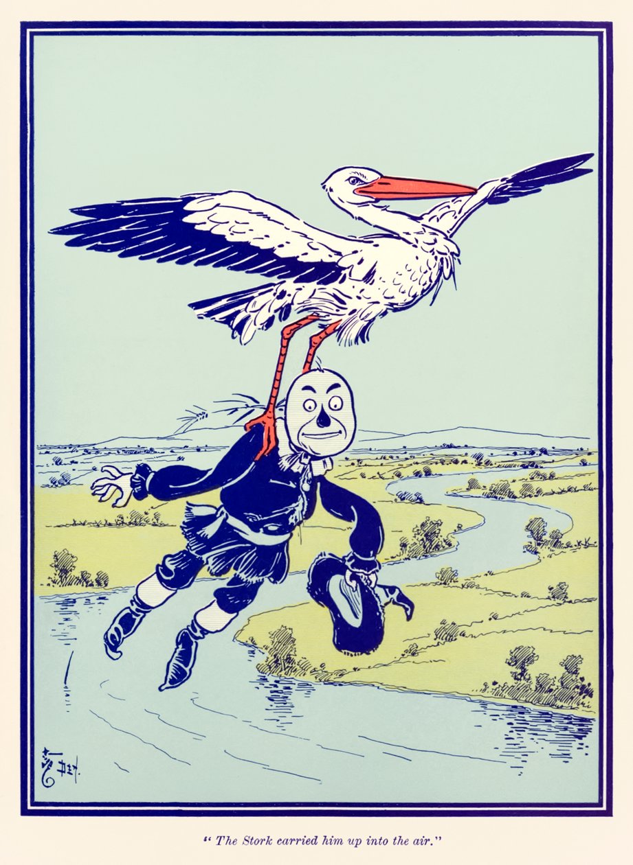 ?Storken bar honom upp i luften.? från ?The Wonderful Wizard of Oz? av L. Frank Baum av William Wallace Denslow