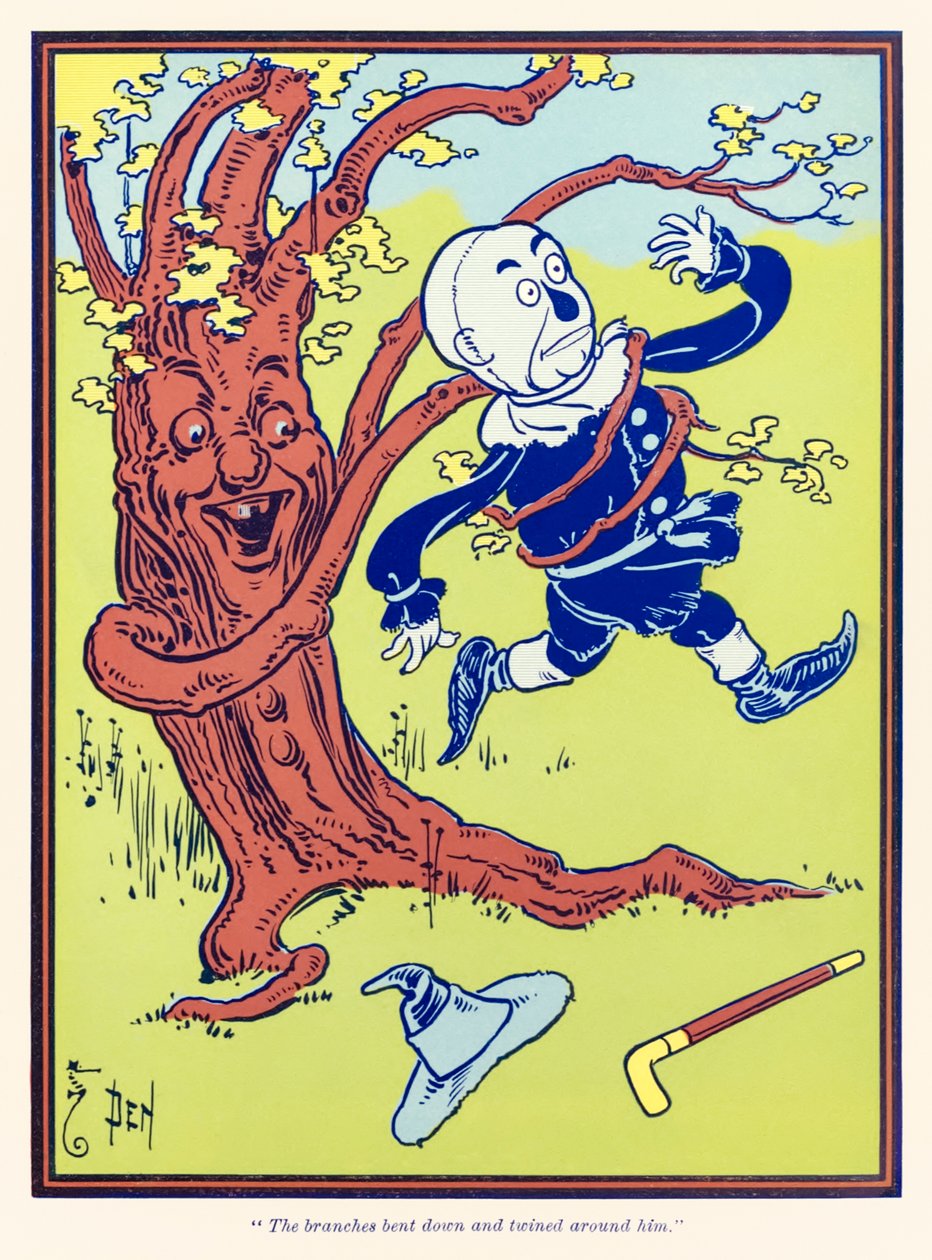 "Grenarna böjde sig ner och snodde sig runt honom." från "The Wonderful Wizard of Oz" av L. Frank Baum av William Wallace Denslow