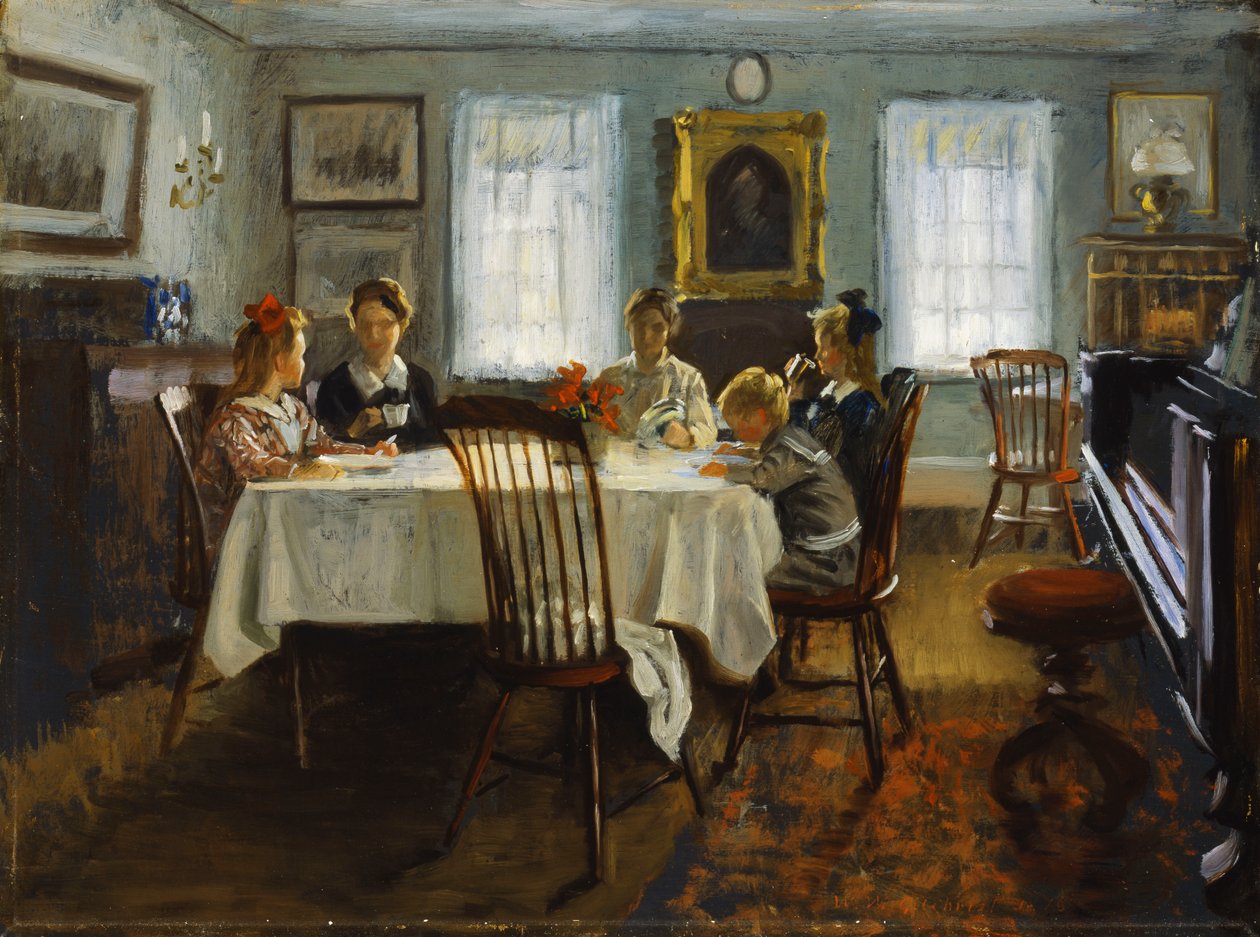 Familjen Gilchrist vid frukost, 1916 av William Wallace Gilchrist