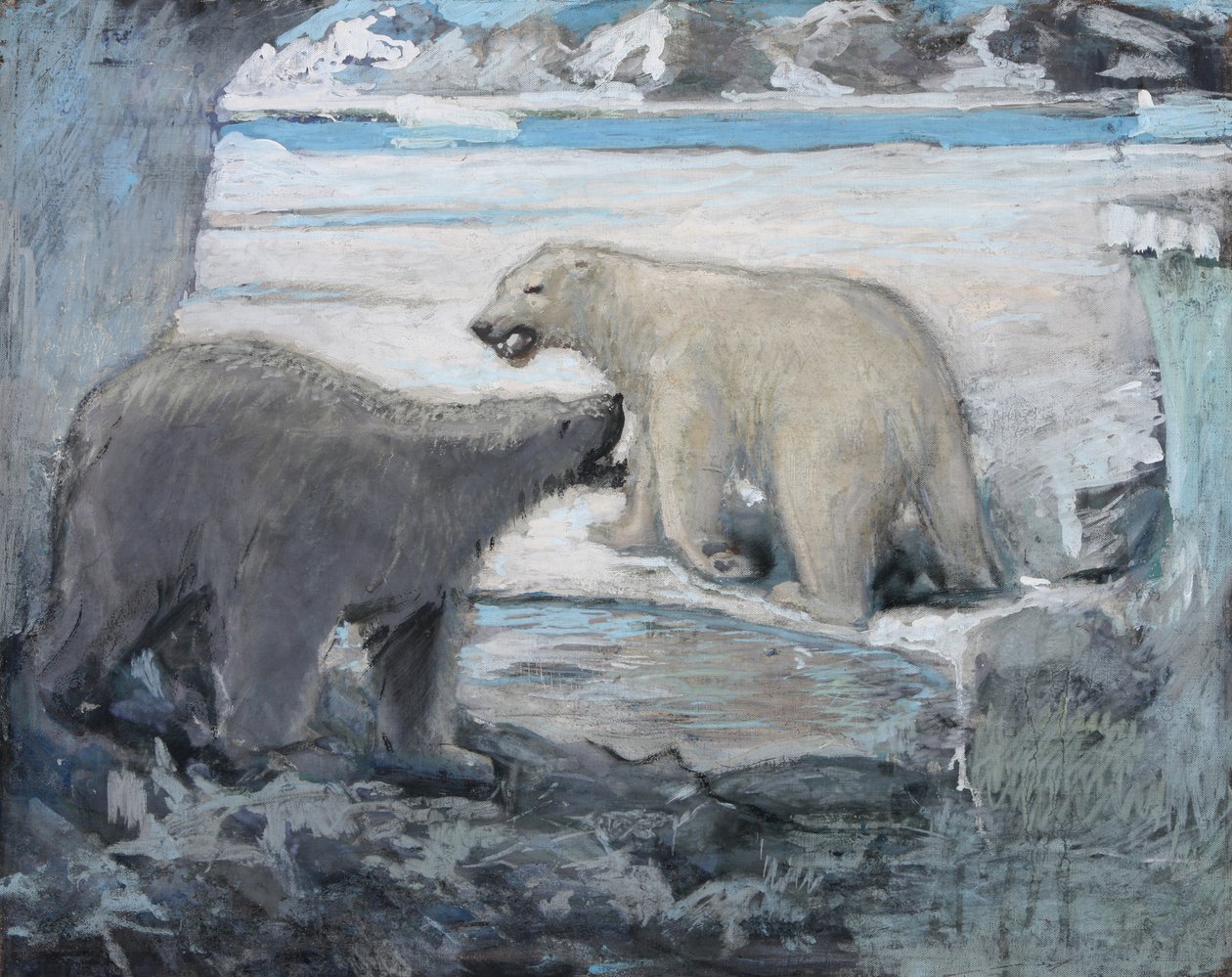 Björnarnas uppvaktning, Grönland (olja (?) på duk) av William Walls