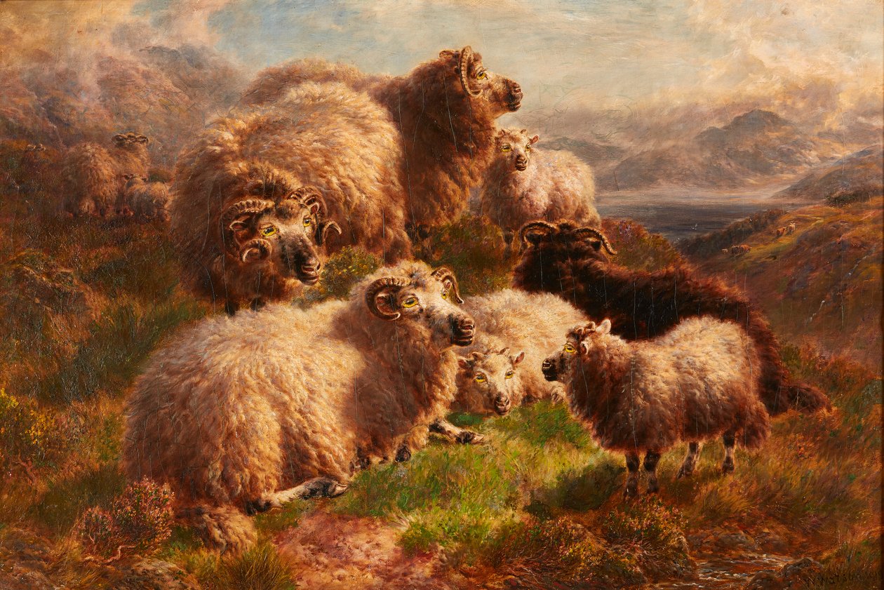 Evening on the Hills, Loch Tay, Perthshire (olja på duk) av William Watson