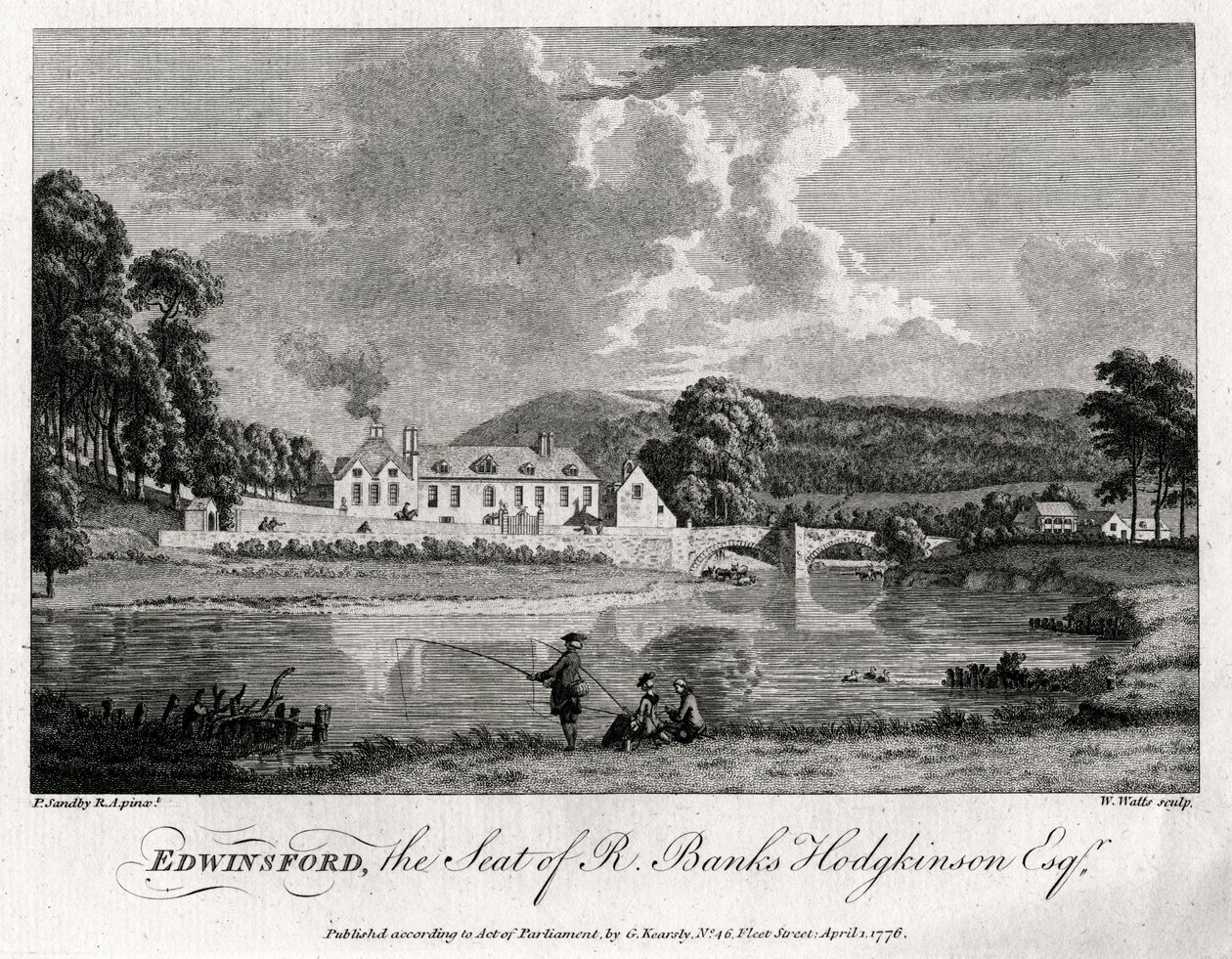 Edwinsford, säte för R Banks Hodgkinson Esq, Carmarthenshire, 1776 av William Watts
