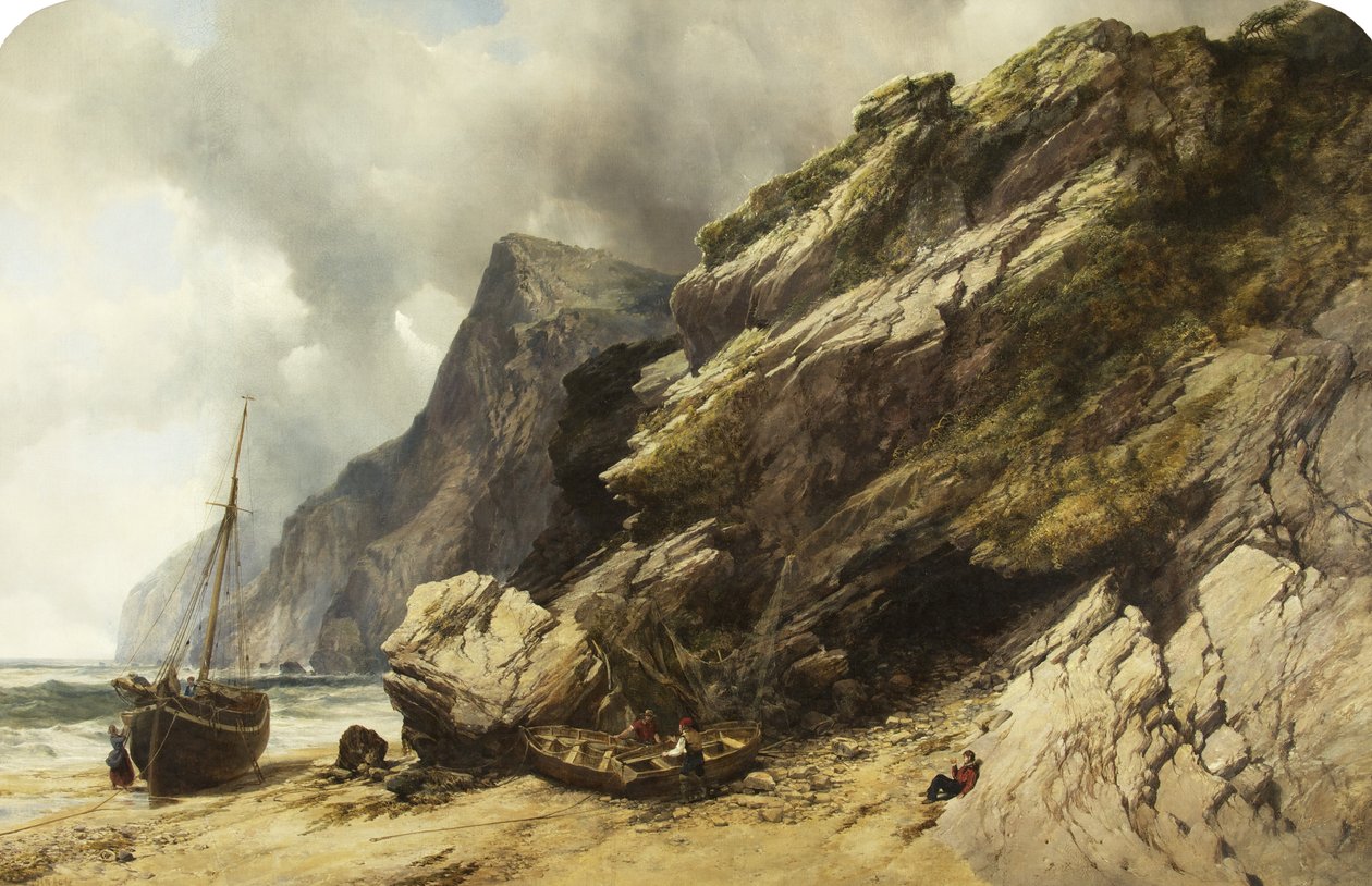 Cheyne Beach, Ilfracombe, ca 1845 (olja på duk) av William West