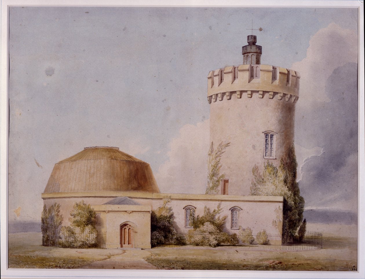 Observatoriet och föreslagna tillägg, c.1830 (akvarell på kort) av William West