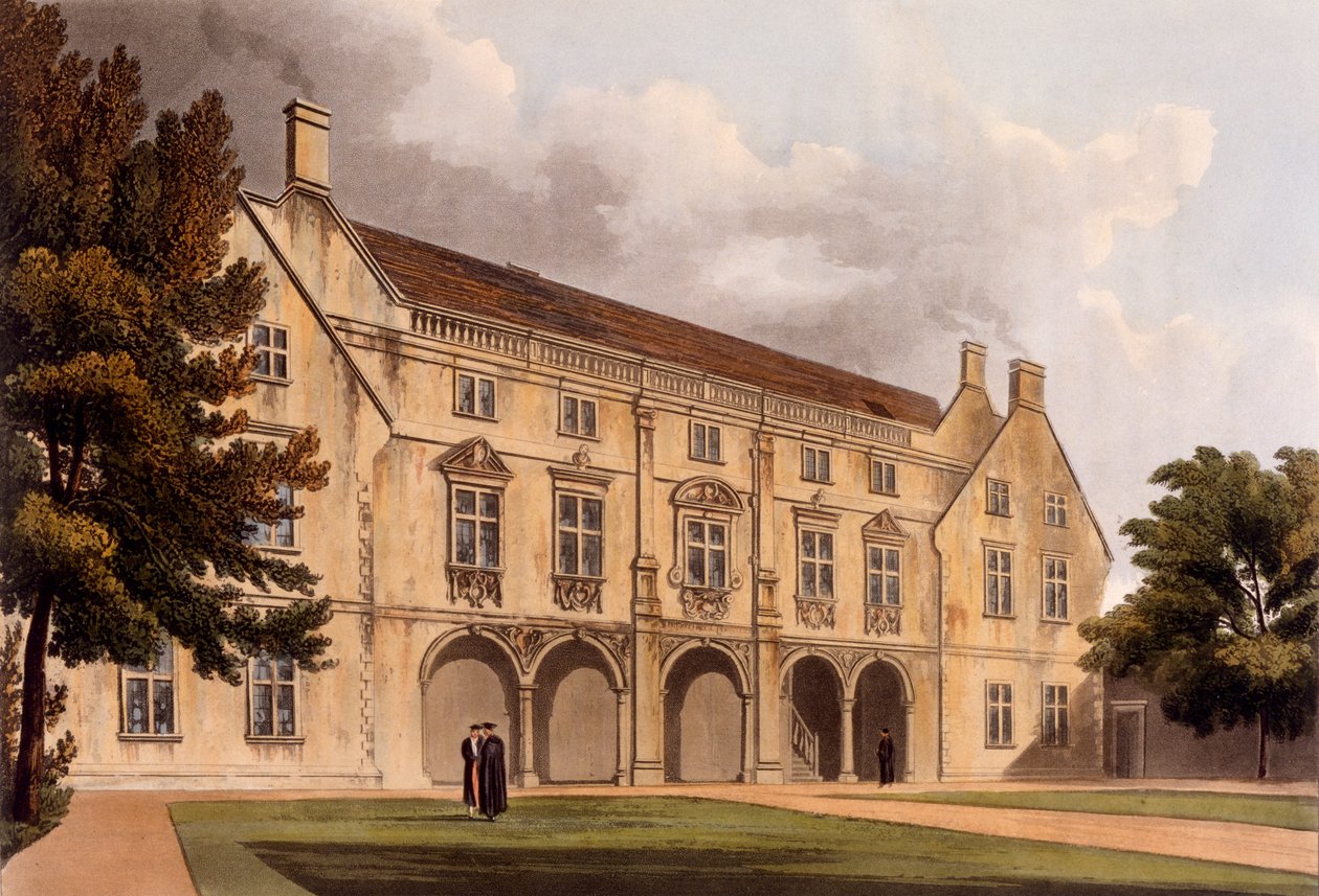 Magdalene College Library, Cambridge, från "The History of Cambridge", graverad av Joseph Constantine Stadler (fl.1780-1812), utgiven av R. Ackermann, 1815 (akvatint i färg). av William Westall