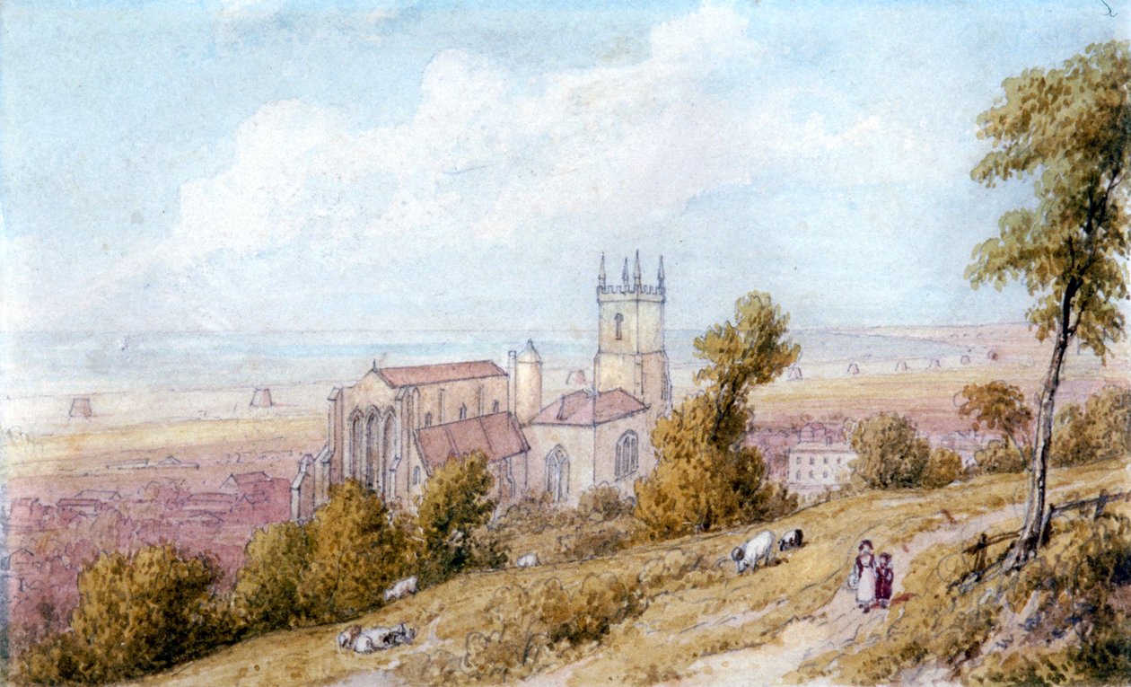 "Hythe Church och Martello Tower", 1800-talet. av William Westall