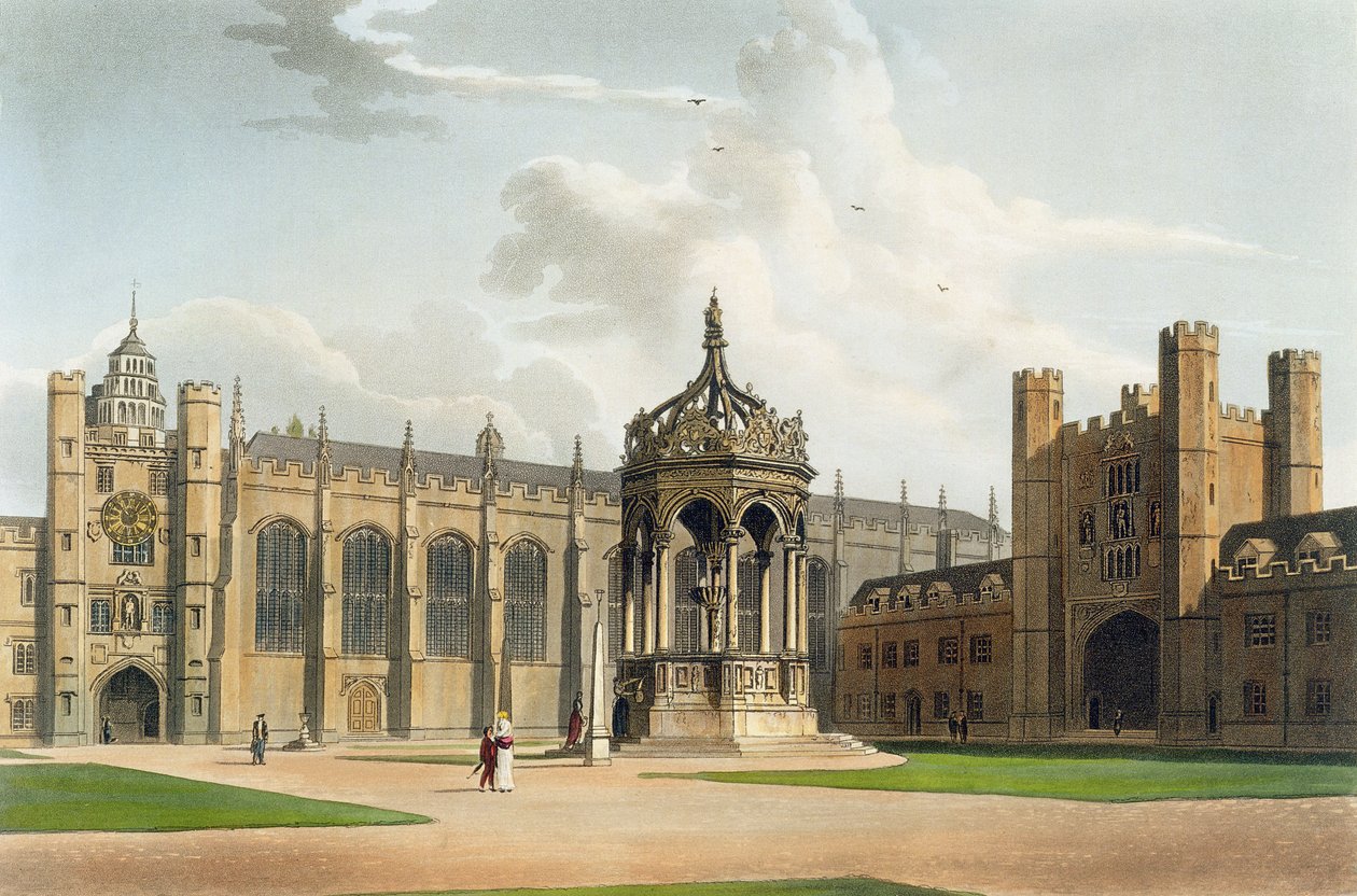 Court of Trinity College, Cambridge, från "The History of Cambridge", graverad av J. Bluck (fl.1791-1831), pub. av R. Ackermann, 1815 (färgakvatint) av William Westall