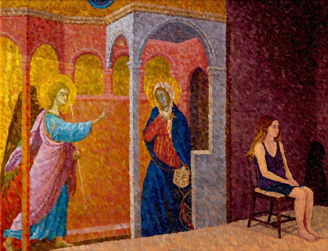 Annunciation with Seated Girl, 2020 (olja på duk) av William Wilkins