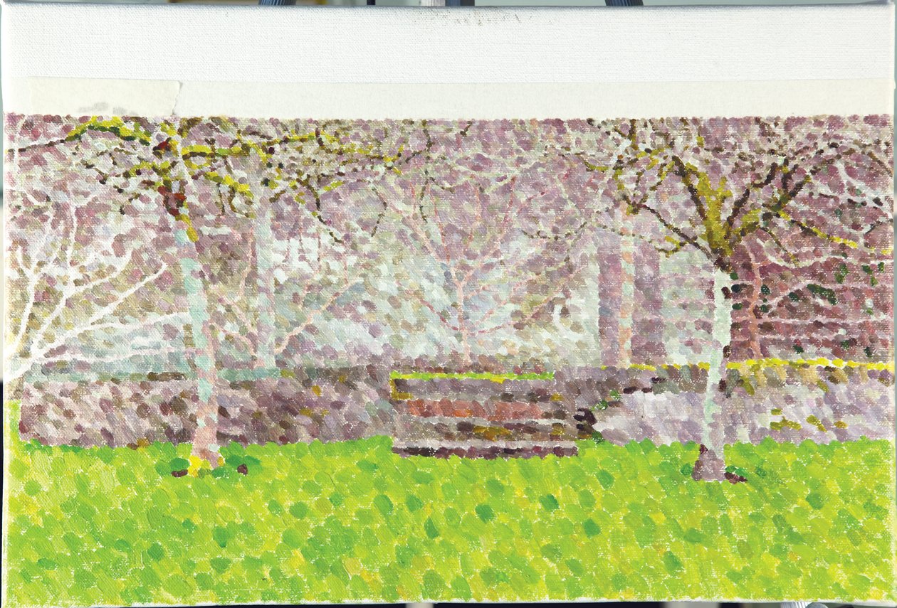 Orchard in Winter, 2014 (Olja på duk) av William Wilkins