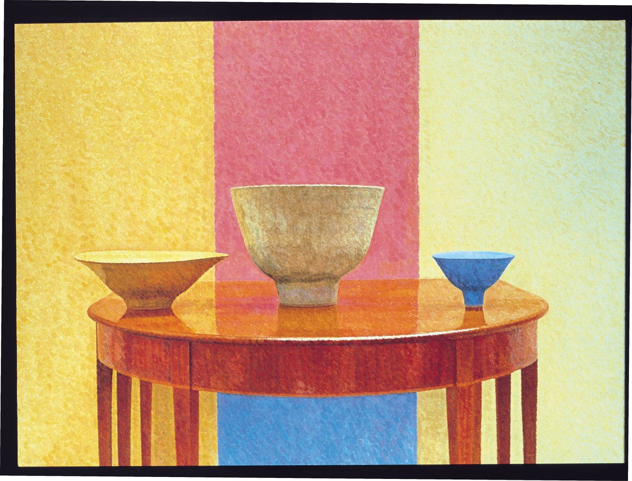 Stilleben, tre Lucie Rie-skålar av William Wilkins
