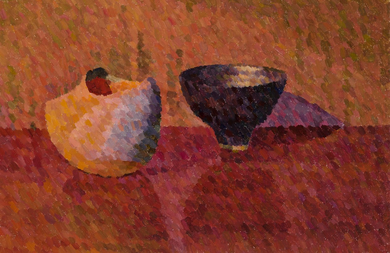 Stilleben, två kärl, 2019 (olja på duk) av William Wilkins