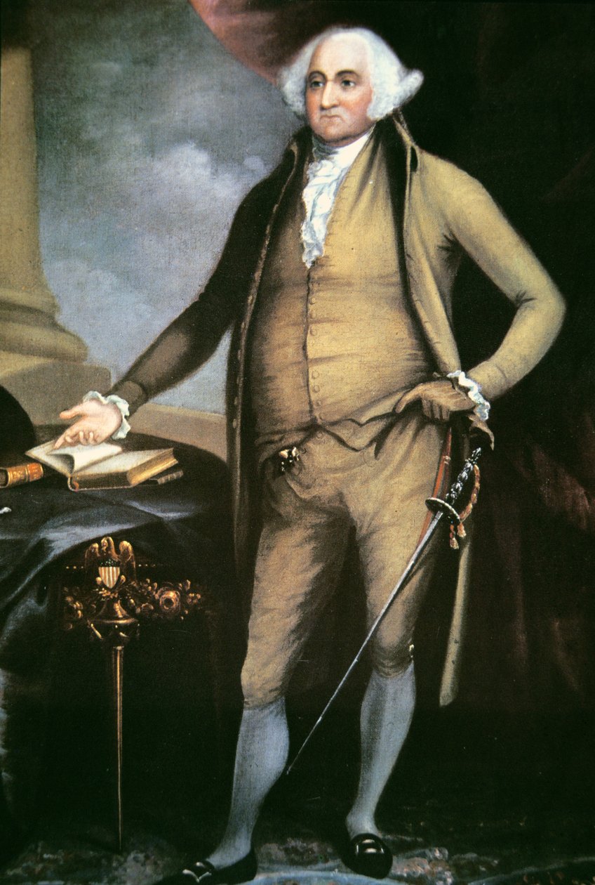 President John Adams (1735-1826) (lito i färg) av William Winstanley