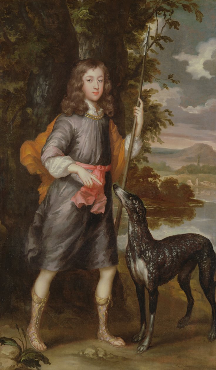 En pojke med ett spjut och en hund, c.1685 av William Wissing or Wissmig