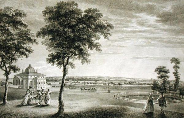 Foots-Cray Place i Kent, säte för Bourchier Cleeve Esq. (1715-60) (gravyr) av William Woollett
