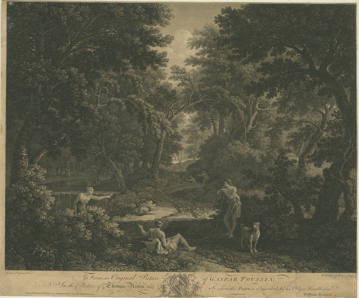 Shugborough - Skogsscen: gravyr och [?mitten av slutet av 1600-talet] av William Woollett