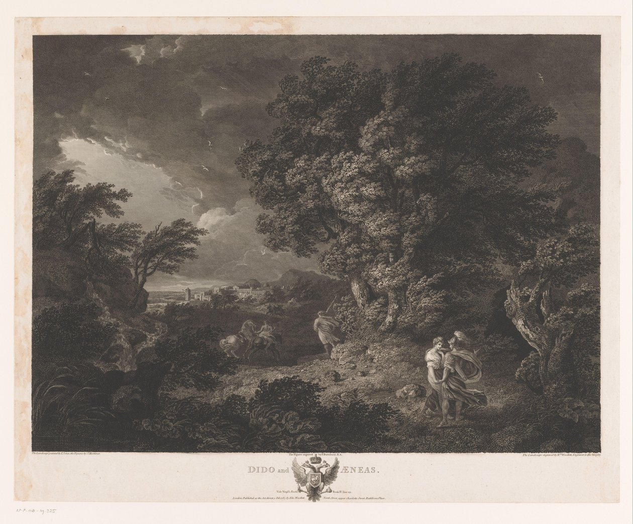Stormigt landskap med Dido och Aeneas Dido och Aeneas (titel på objekt) av William Woollett