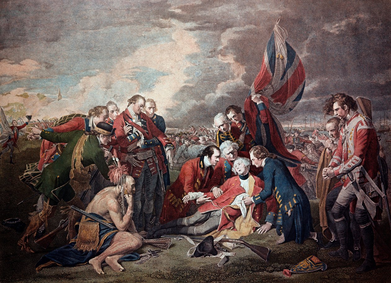 General James Wolfes (1727-1759) död i slaget vid Quebec City i sjuårskriget den 13 september av William Woollett