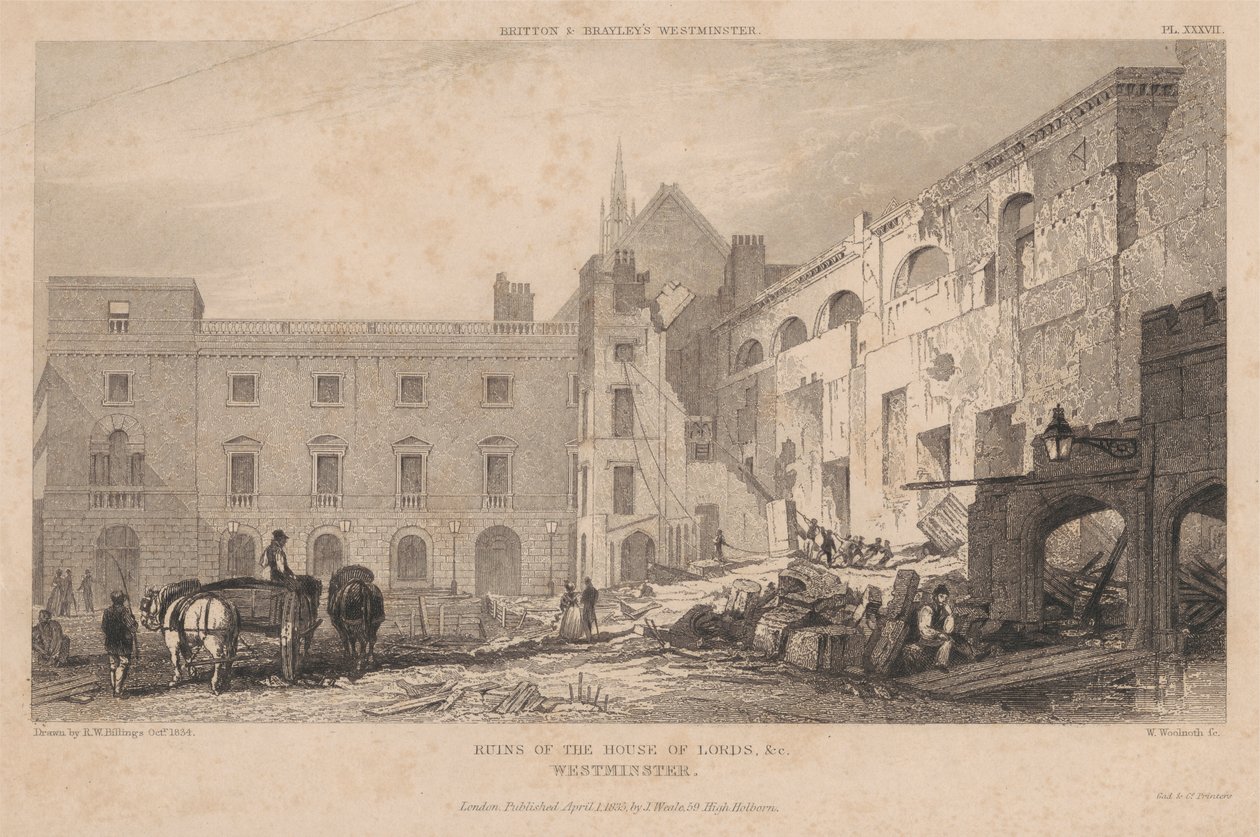 Ruinerna av House of Lords, Westminster av William Woolnoth