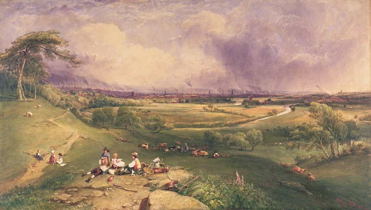 Manchester from the Cliff, Higher Broughton (akvarell på papper) av William Wyld