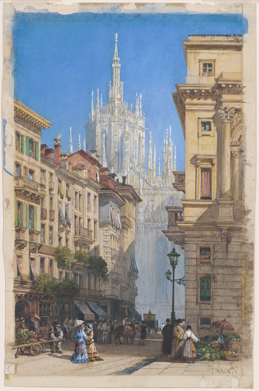 Duomo i Milano från en sidogata av William Wyld