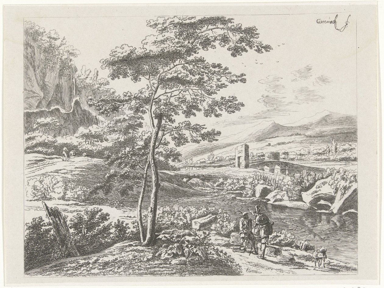 Landskap med en pilgrim och en herde av William Young Ottley
