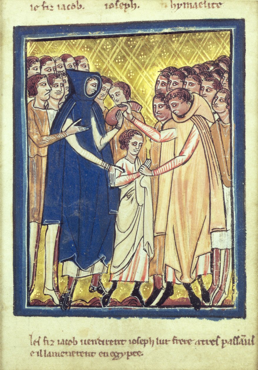 Joseph såldes av sina bröder, från en bok med bibelbilder, ca 1250 av William de Brailes  