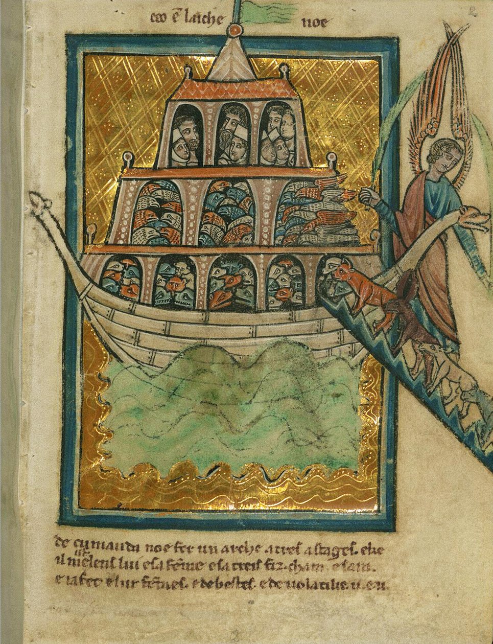 Djuren går in i Noaks ark, ca 1250 (bläck och måla på pergament) av William de Brailes
