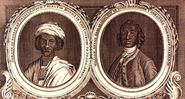 Job, son till Suleiman Diallo, överstepräst i Bonda i landet Foota, Afrika och William Ansah Sessarakoo, son till John Bannishee Corrantee Ohinnee, från Annamaboe av William of Bath (after) Hoare