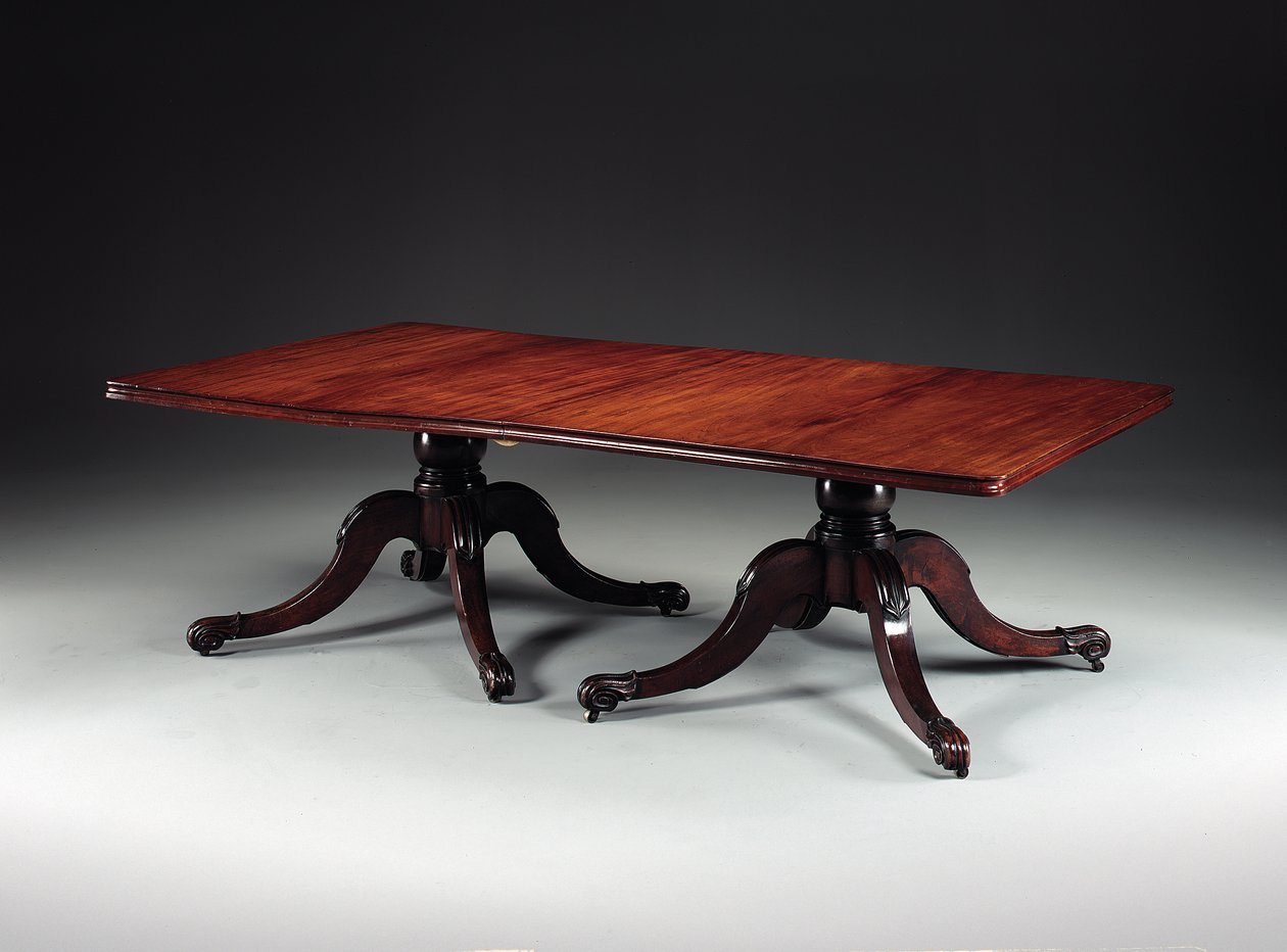 Irländsk George IV matbord med två piedestal, ca 1825 (mahogny) av Williams and Gibton (attr. to) Mack
