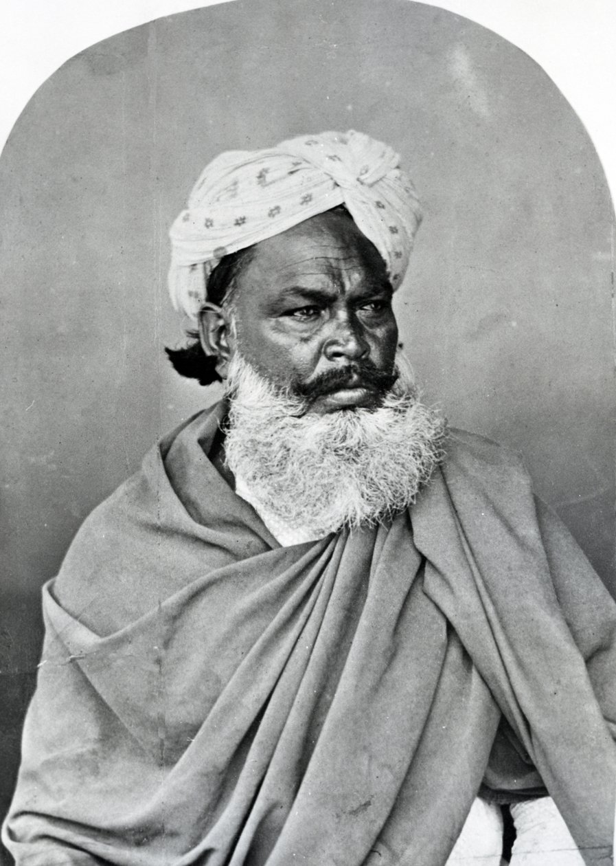 Porträtt av en indisk man, från "The Costumes and People of India", c.1860 av Willoughby Wallace Hooper