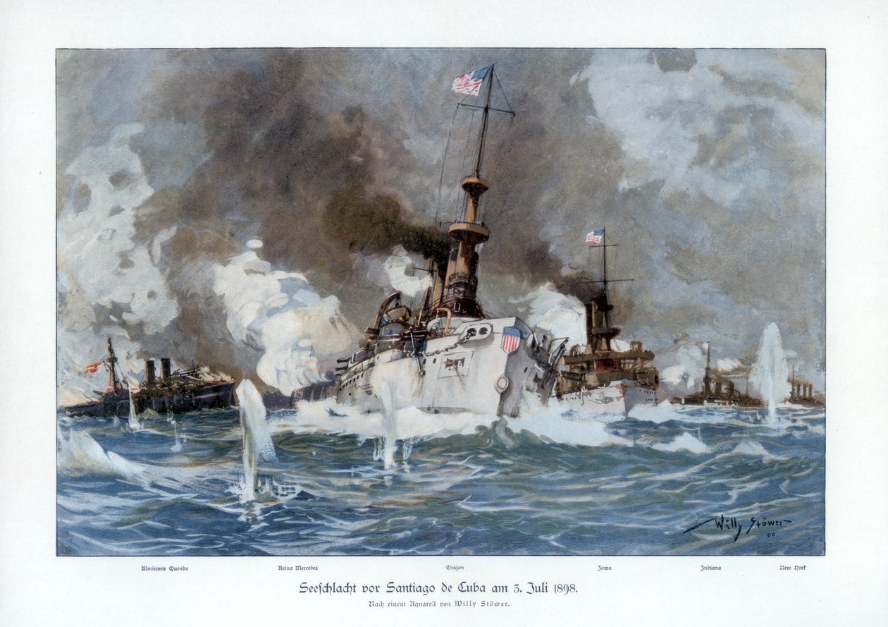 Slaget vid Santiago de Cuba, 3 juli 1898 1900. av Willy Stöwer