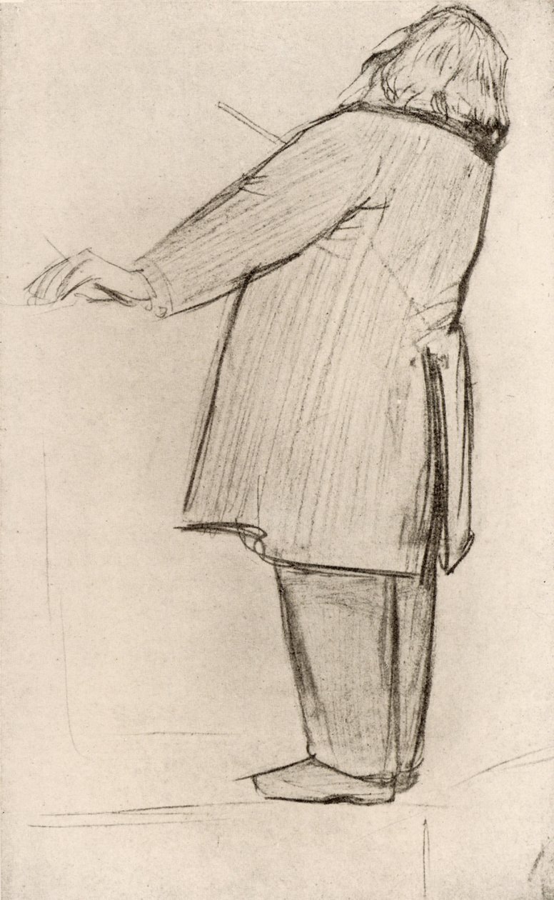 Johannes Brahms (1833-1897) tysk kompositör, dirigering (teckning) av Willy von Beckerath